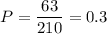 \displaystyle P= \frac{63}{210} =0.3