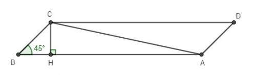 Abcd - параллелограм bc = 2см ba = 8см угол b = 45° s( s(