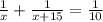 \frac{1}{x} + \frac{1}{x+15} = \frac{1}{10}