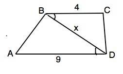 Основи трапеції дорівнюють 9 см і 4 см. діагональ ділить трапецію на два подібних трикутники. знайді