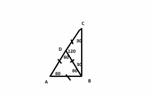 Δadb – равносторонний, сторона db является медианой δabc.