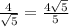 \frac{4}{ \sqrt{5} } = \frac{4 \sqrt{5} }{5}