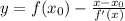 y=f(x_0)- \frac{x-x_0}{f'(x)}