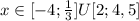 x \in [-4; \frac{1}{3} ]U[2;4,5]