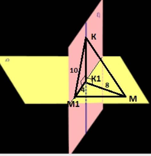 Из точек к и м, лежащих в двух перпендикулярных плоскостях, опущены перпендикуляры кк1 и мм1 на прям