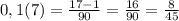 0,1(7)= \frac{17-1}{90}= \frac{16}{90}= \frac{8}{45}