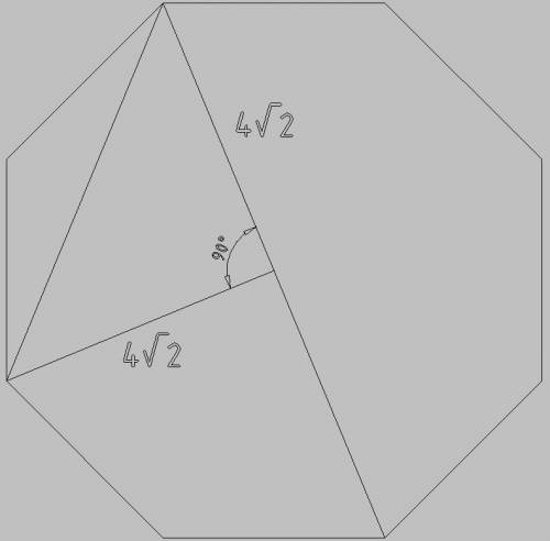 Радіус кола, описаного навколо правильного восьмикутника, дорівнює 4 2 см. знай- ти найменшу діагона