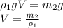 \rho_1 gV=m_2g\\V=\frac{m_2}{\rho_1}