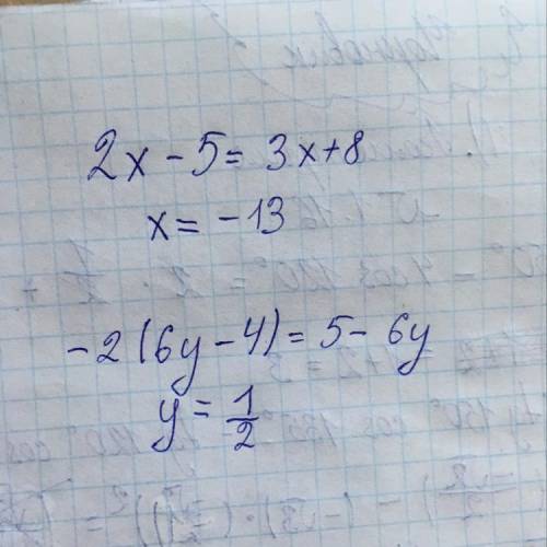 2x-5=3x+-2(6y-4)=5-6y