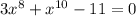 3x^8+x^{10}-11=0