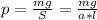 p= \frac{mg}{S}= \frac{mg}{a*l}