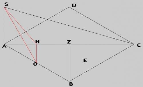 Abcd-квадрат.через точку а проведена прямая sa, перпендикулярная плоскости квадрата.точка о середина