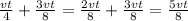 \frac{vt}{4} + \frac{3vt}{8} = \frac{2vt}{8} + \frac{3vt}{8} =\frac{5vt}{8}