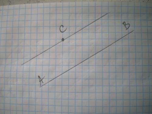 На клетчатой бумаге через точку c проведите прямую параллельную прямой ab