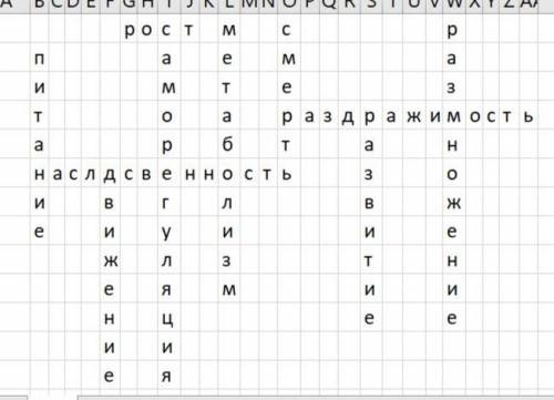 Составить кроссворд на тему свойства живого. по биологии 5 кл из 10 слов