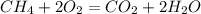 CH_{4} +2O _{2} = CO_{2} + 2H_{2} O