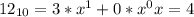 12_{10} = 3 * x^{1} + 0 * x^{0} &#10;x = 4