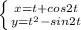 \left \{ {{x=t+cos2t} \atop {y=t^2-sin2t}} \right