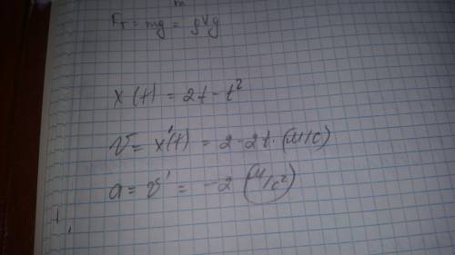 Прямолинейное движение материальной точки задано уравнением х(t)=2t-t^2 / х-в с/. с каким ускорением