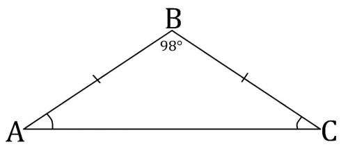 Один из углов равнобедренного треугольника равен 98°. найдите 2 других угла.