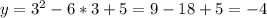 y= 3^{2}-6*3+5=9-18+5=-4