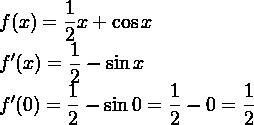 Решите уравнения f’(x)=0,если f(x)=1/2x+cosx 10 класс