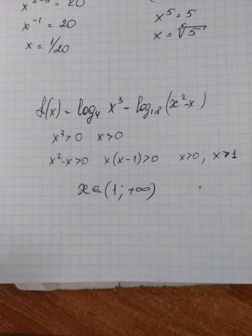 Найти область определения f(x)=log(4)x^3-log(1.8)(x^2-x) 4 и 1.8 индексы.