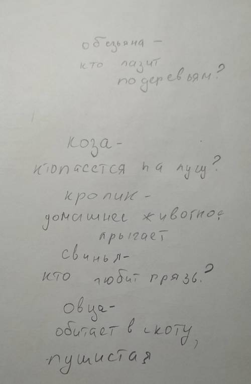 Составить кроссворд с вопросами и словами коза кролик овца свинья обезьяна