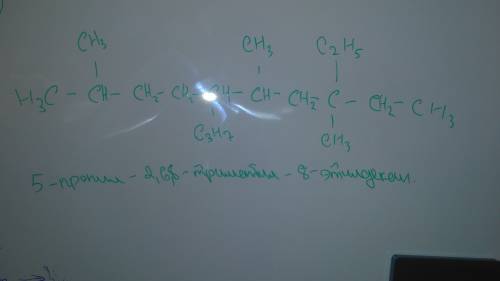 Напишите структурную формулу алкана: 2,6,8 - триметил 5 - пропил 8 - этилдекан