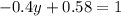 -0.4y+0.58=1