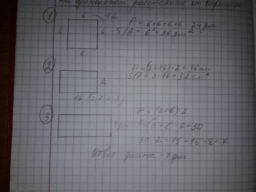 1) сумма двух сторон квадрата 12 дм.найдите периметр и площадь квадрата. 2) начерти прямоугольник, д