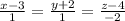 \frac{x-3}{1} = \frac{y+2}{1} = \frac{z-4}{-2}