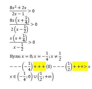 2x+8x² деленое на 2х-1 и это всё> 0