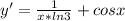 y'= \frac{1}{x*ln3} +cosx