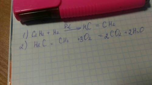 Решите цепочку превращений ацетилен → этилен → углекислый газ