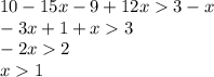 10 - 15x - 9 + 12x 3 - x \\ - 3x + 1 + x 3 \\ - 2x 2 \\ x 1