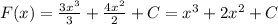 F(x)= \frac{3x^3}{3}+ \frac{4x^2}{2}+C =x^3+2x^2+C