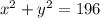 {x}^{2} + {y}^{2} = 196