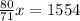 \frac{80}{71} x = 1554