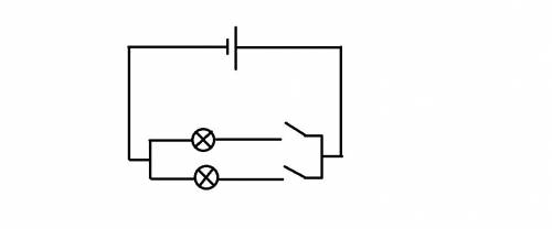 Нарисуйте схему , содержащую источник тока и две лампочки, каждую из которых включают своим ключом