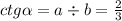 ctg\alpha =a\div b = \frac{2}{3}