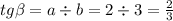 tg\beta = a\div b = 2\div 3=\frac{2}{3}