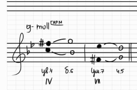 Построить ув4-б6, ум7-ч5 в в g-moll(гарм) !