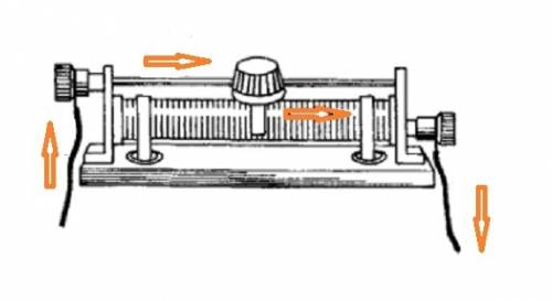 По каким частям реостата проходит электртческий ток от одной клеммы к другой когда его ползунок нахо