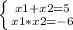 \left \{ {{x1 + x2 = 5} \atop {x1 * x2 = -6}} \right.