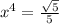 x^4= \frac{ \sqrt{5} }{5}