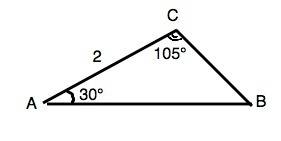 Угол а=30° угол с=105° ас=2 решить треугольник