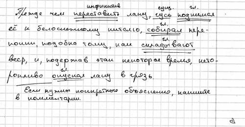 Найти подлежащие и сказуемое и объяснение. прежде чем переставить лапу, гусь поднимал ее к белоснежн