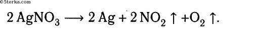 Запишите уравнение реакции разложения нитрата серебра, если в результате нее образуются кислород, ок