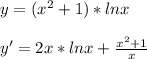 y=(x^2+1)*lnx \\\\ y'=2x*lnx+ \frac{x^2+1}{x}